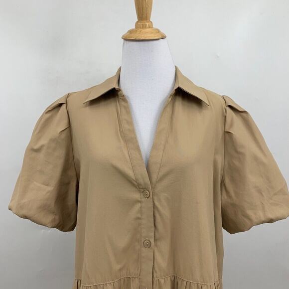 Brochu Walker Dress Womens L Large The Havana Puff Sleeve Button Front Maxi - Picture 3 of 14